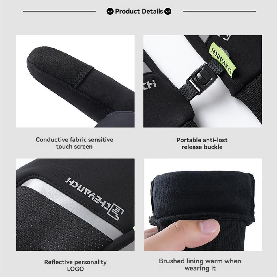 Winddichte Wasserdichte Fahrradhandschuhe Wintersport Touchscreen Anti-Rutsch Offenes Fingerdesign für Kaltes Wetter