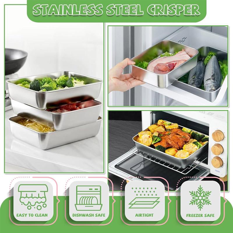 3/6/10PCS Stainless Steel Food Container Refrigerator Food Storage Box Portable Food Freshness Preservation Box Picnic Box