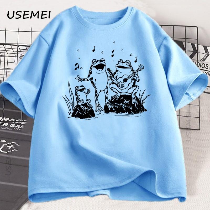 

Футболка Ретро 90-х с Лягушками-Музыкантами для Мужчин и Женщин, Винтажная Футболка с Графикой Лягушек, Милая Смешная для Влюбленных, Хлопковая Футболка, Унисекс, Одежда с Коротким Рукавом 4XL