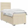 LED Box Spring Bed with Mattress Cream 80 X 200 Cm Fabric