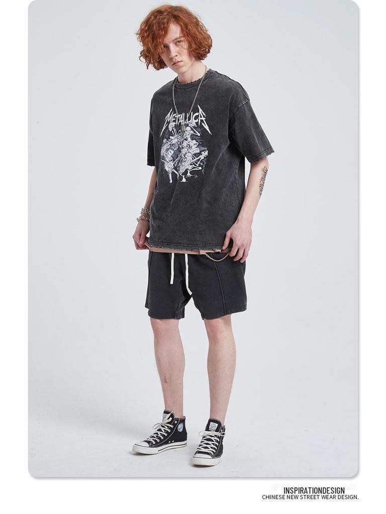 ARTIE Men's Harajuku Style Dark Rock Short Sleeve Cotton T-Shirt