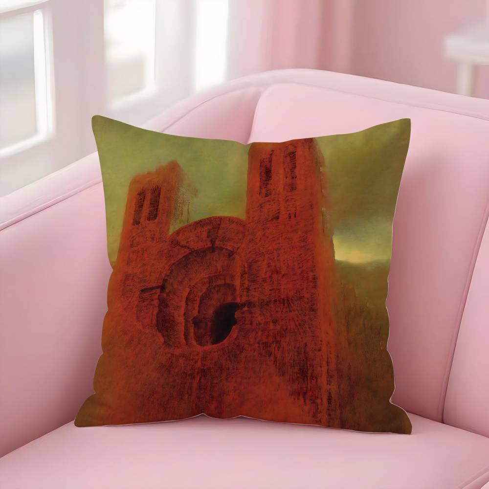 Hot Art Z-Zdzislaw BeksinskiS Pillow Case Soft Plush Fabric Double Sided Print Decorative Home Living Room Gift Cushion