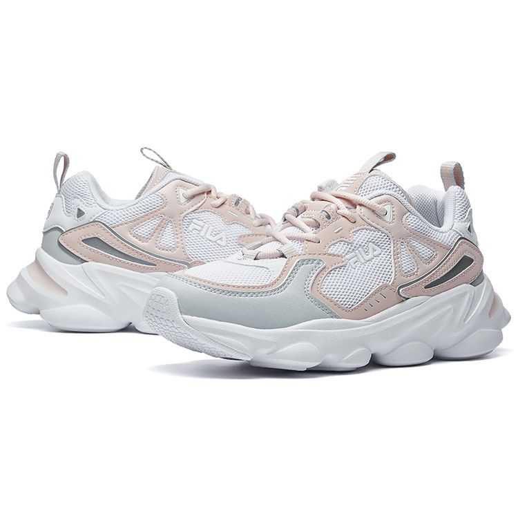 FILA Skipper Comfortable Versatile Fabric Low-Top Casual Running Shoes Women sneaker Gray Pink White F12W021117FWP
