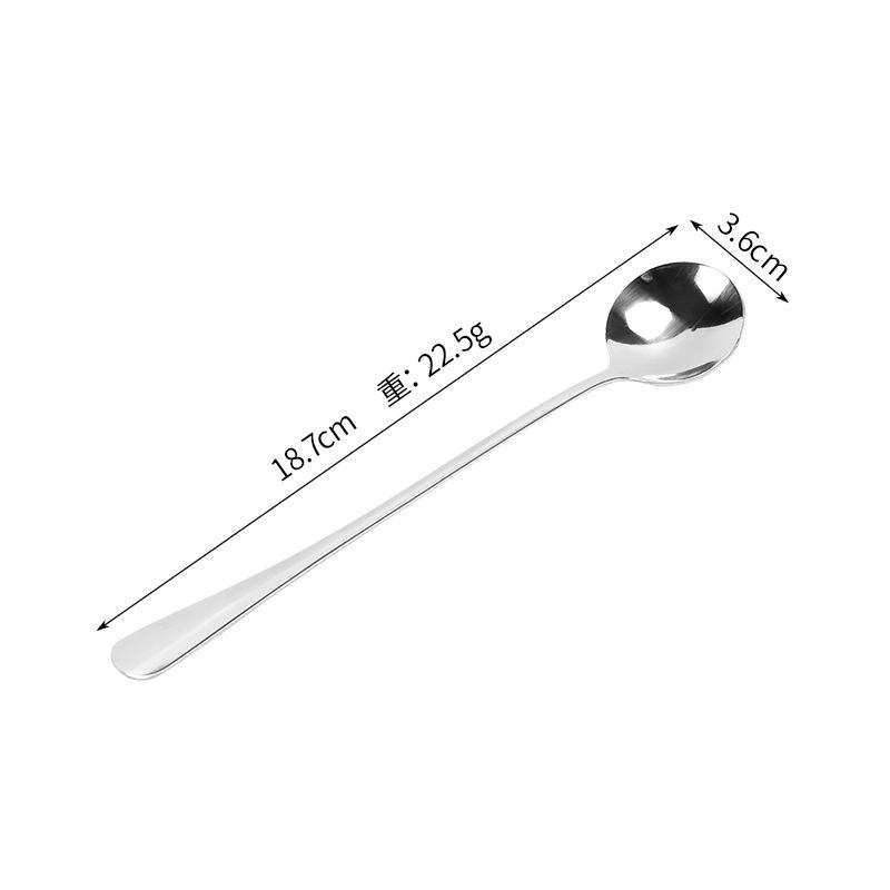 Korean-Style Stainless Steel Long Handle Spoon for Coffee, Soup, or Honey