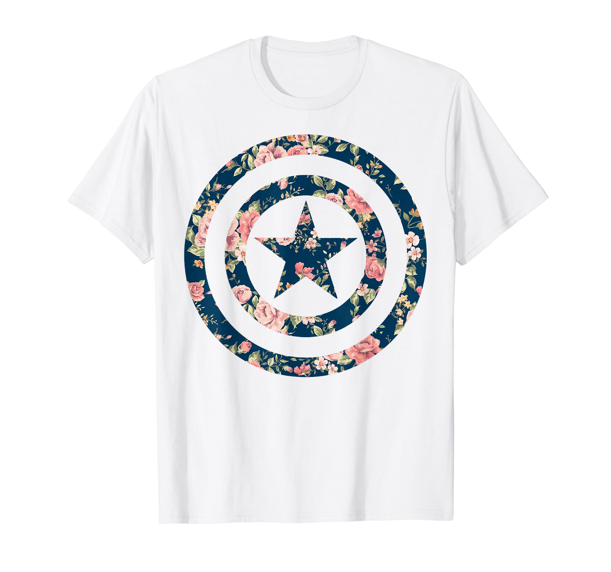 

Marvel Avengers Captain America Floral Icon Graphic T-Shirt