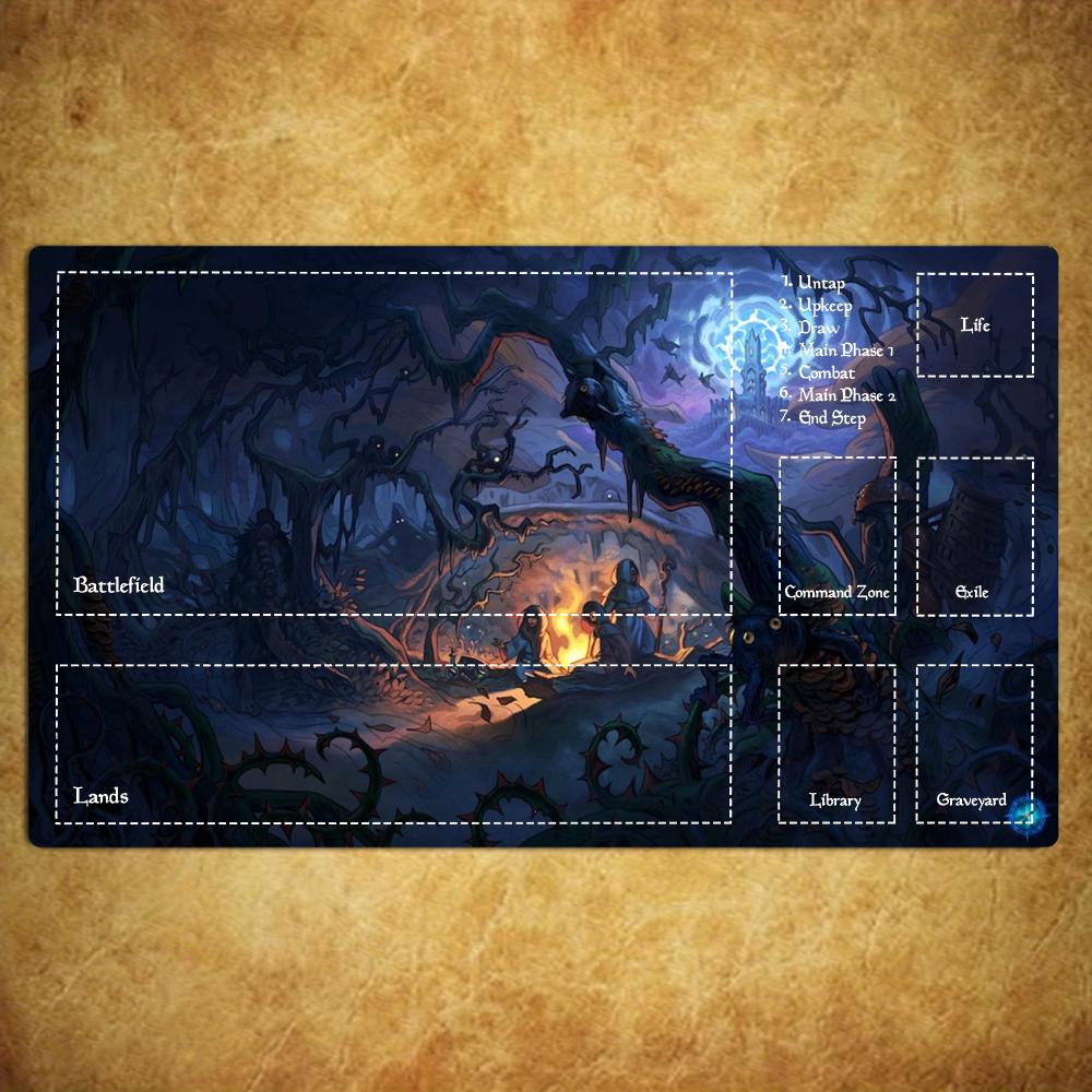 35x60 Dark Flame Mage Card Playmat Stitched with Magic Zones Tabletop Game Mats for MTG/TCG Battle Commander Desk Gaming Mat