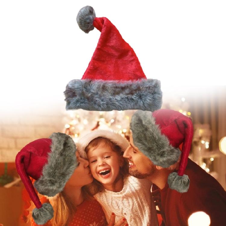 Traditional Red Santa Hats For Adult Holiday Costume Accessory Plush Christmas Hats for Festival Celebration Gathering