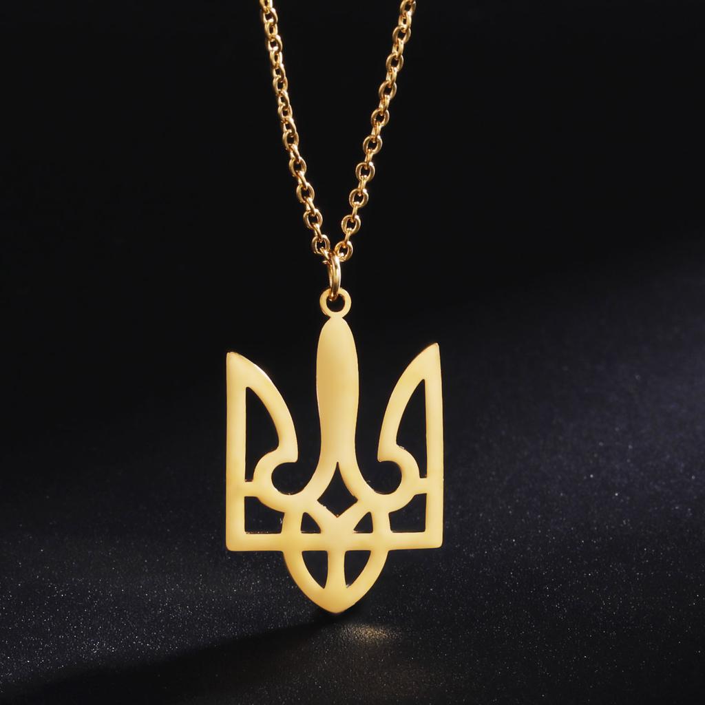 Collana Pendente Ucraina Lemegeton Tridente Simbolo Nazionale Ucraino Collana Geometrica Acciaio Inossidabile Gioielli Regalo di Compleanno
