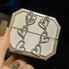 Elegant Zirconia Heart Earrings for Women, French Niche Design, Slimming Effect for Round Faces