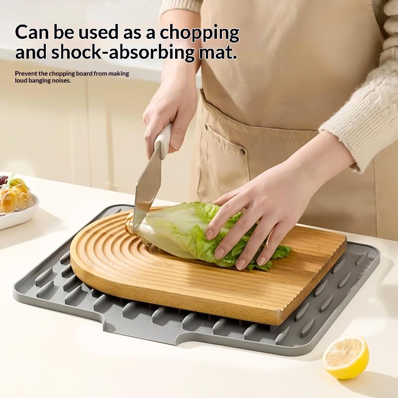 Silicone Drain Mat Waterproof Built-in Drainage Design 1Pcs Heatproof Pad for Kitchen Sink Countertop Under Dish Rack
