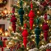 6PCS Oddly Shaped Velvet Christmas Ball Set Solid Color Long Finial Hanging Ornaments  Christmas