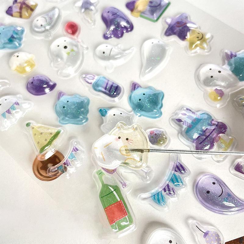 Cartoon 3D Relief Diamond Gemstone Stickers Kawaii Diy Mobile Phone Decoration Stickers Creative Puffy Pvc Stickers Gifts