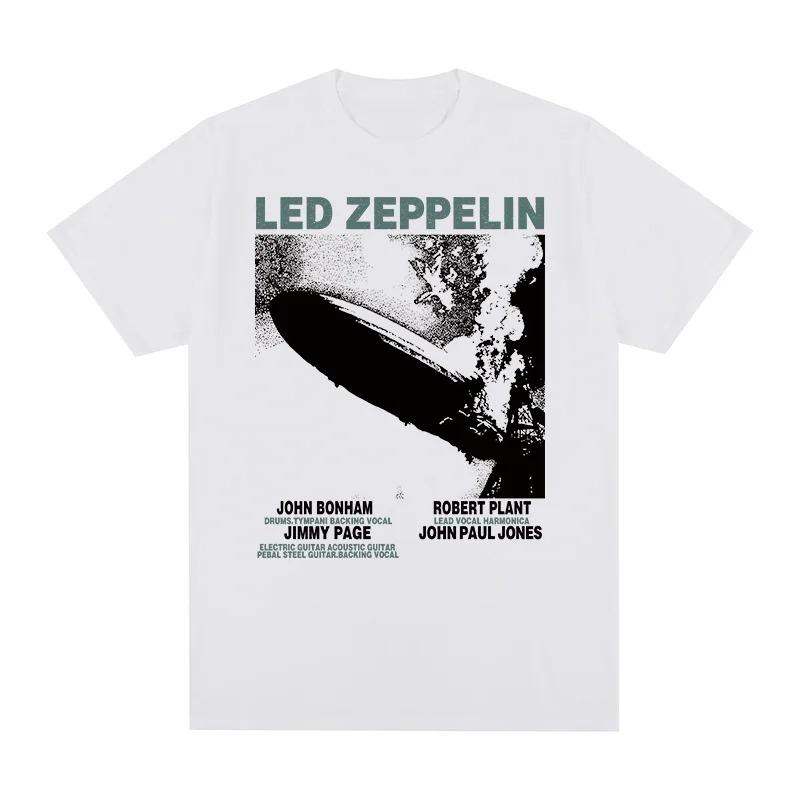 

Led Zeppelin Airship & Band Members Retro T-Shirt, Unisex Classic Rock Streetwear Tee, 100% Cotton Casual Short Sleeve Top XXL синій