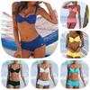 Elegant Solid Color Bikini For Women Sexy Backless Swimsuit With Underwire