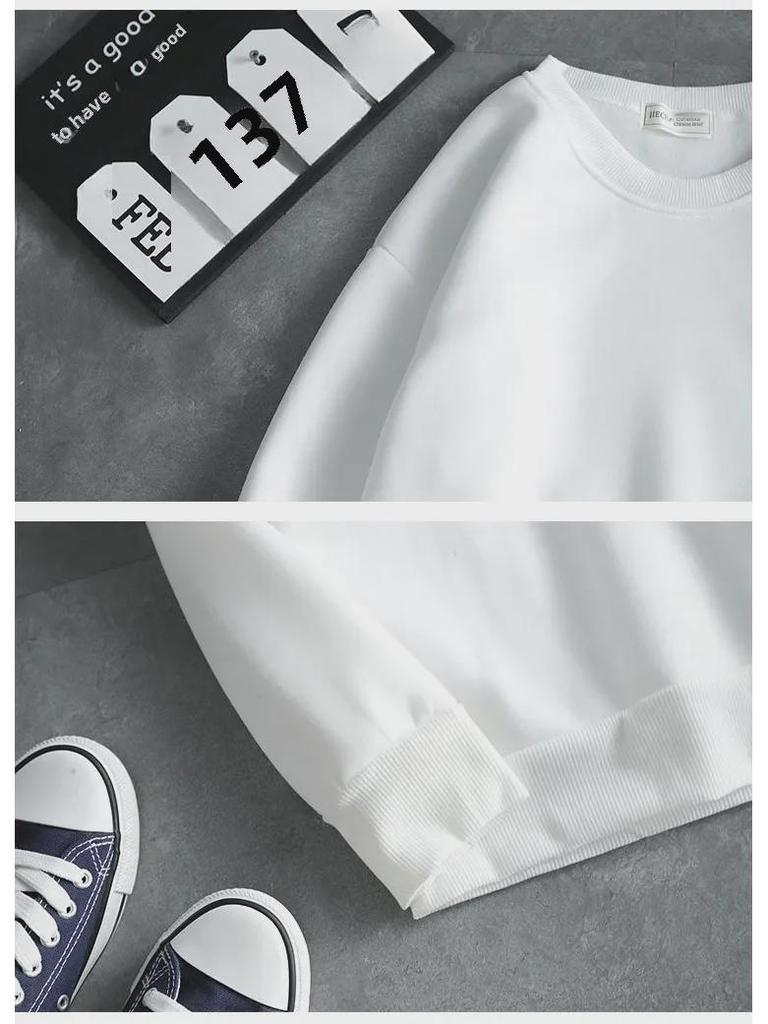Men's Trendy Autumn Long-Sleeve Round Neck Sweater - Solid Color Loose Fit Pullover for Students