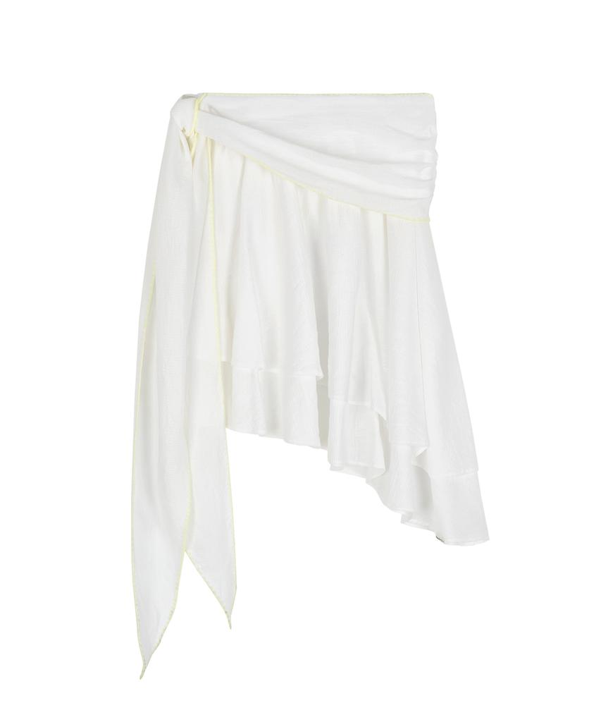 Naked Surf Club Tie Belt Asymmetrical Skirt (White)
