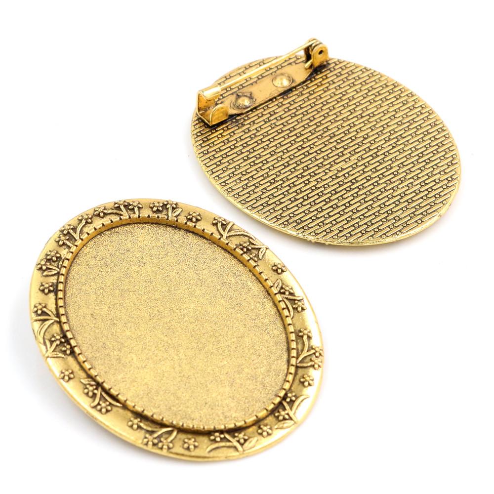 New Fashion 5pcs 30x40mm Inner Size Antique Silver Plated Gold Color Bronze Black Pin Brooch Simple Style Base Setting Pendant
