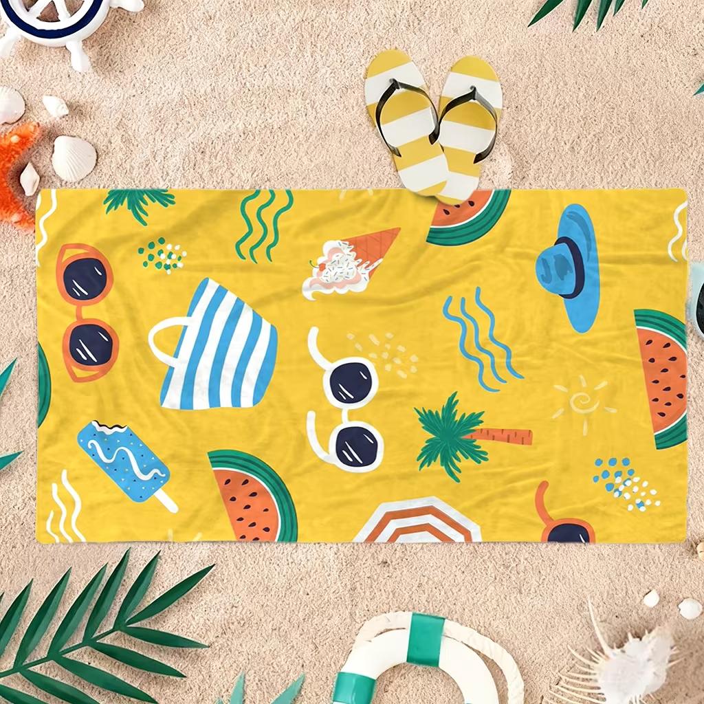 1Pc Summer Vacation Beach Towel, Soft Lightweight Design For Gym, Swimming, Pool And Seaside Use, Practical Daily Essential