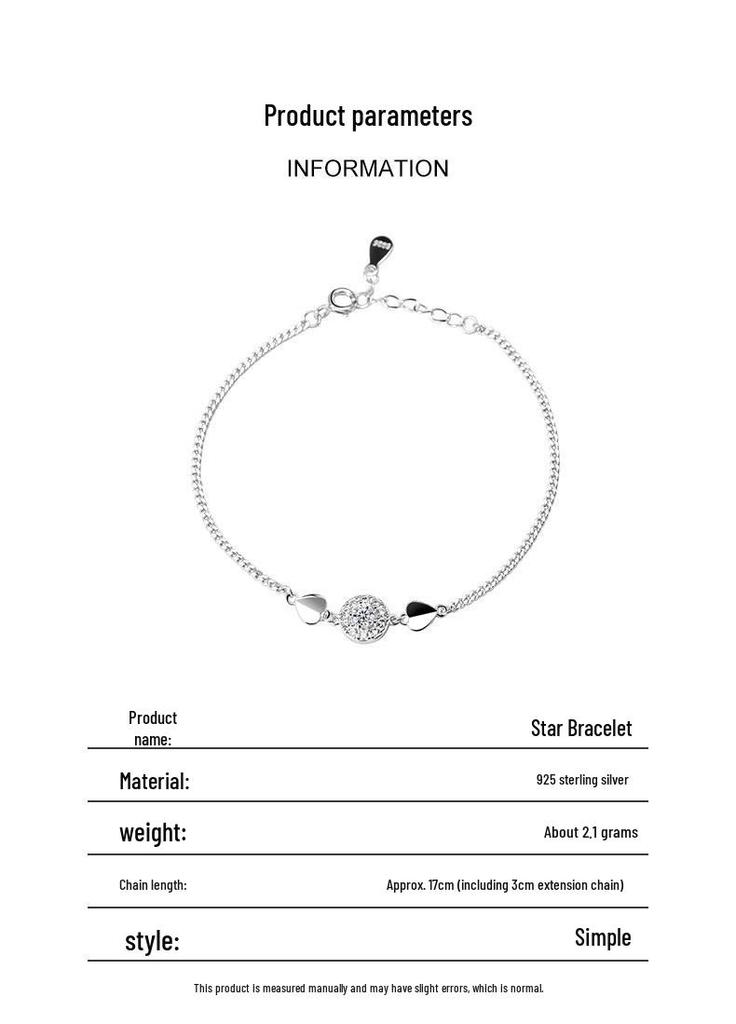 S925 Sterling Silver Diamond & Heart Rhinestone Bracelet: Elegant, Simple, Versatile Gift for Women