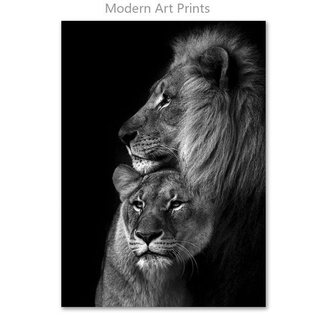 Black White Animal Canvas Painting Lion Posters and Print Home Decor Mural Wall Art Pictures for Living Room Bedroom Decoration