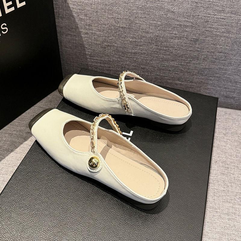 Fashion Hot Selling Women's Slippers Mule Summer 2025 New Square Toe Chunky Heels Silver Women Shoes Outdoor Ladies Slippers Women Shoes