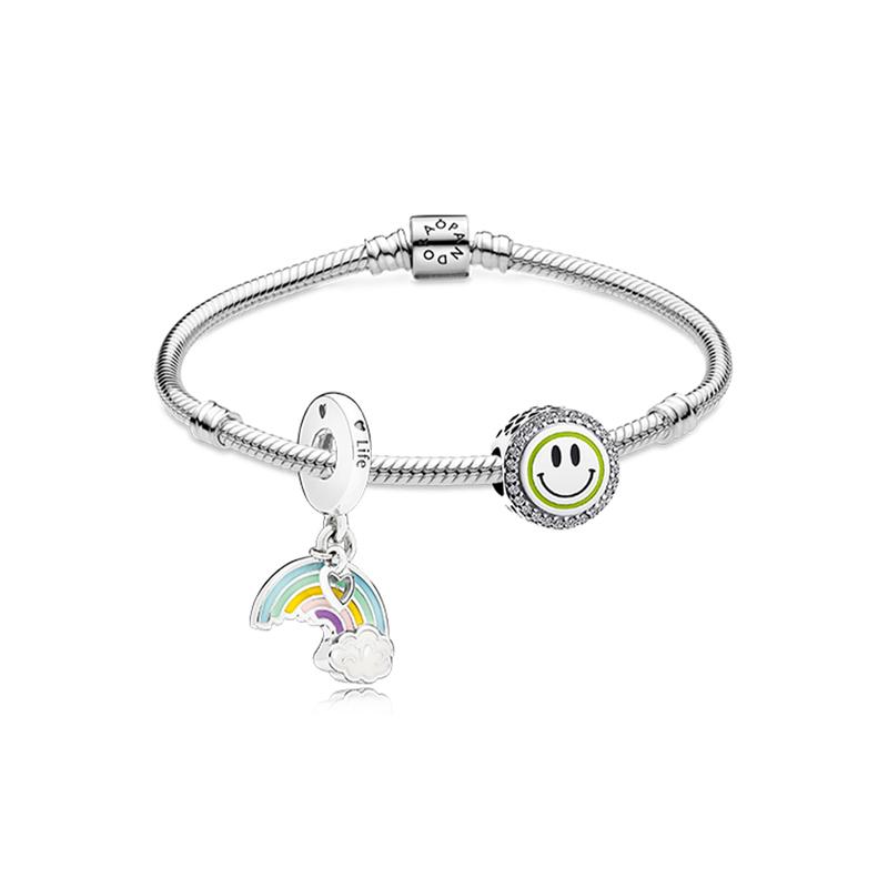 Pandora Rainbow Smile 925 Silver Bracelet Women s Silver ZT2568 серебряный
