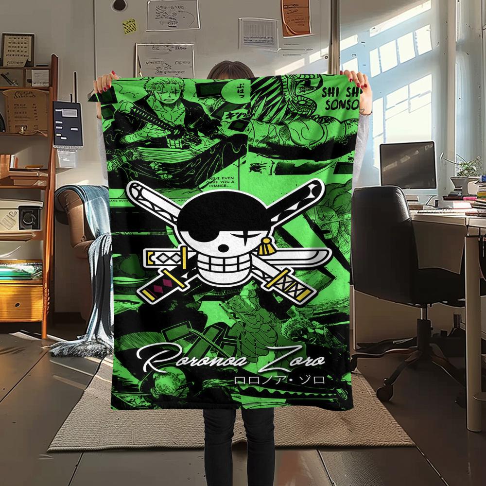 1PC One Piece Straw Hat Pirates Patterned Flannel Blanket Suitable For All Seasons For Home Decor Warmth And Comfort Gifts Holiday Present