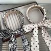 Dotted/Flower Print Hairband for Photography Braids Headband for Girl Trend Model Show French Style Ribbon Hairband