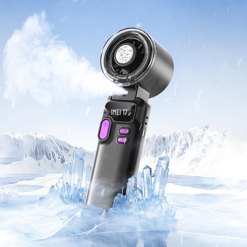 2026 Digital Display 199-Speed Foldable Handheld Fan with Semiconductor Ice Pack, Cooling Spray & USB Charging