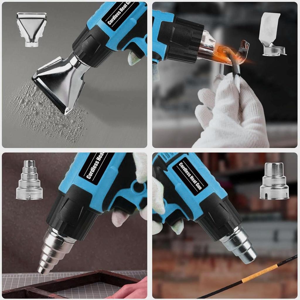 350W Akumulátorová horkovzdušná pistole Makita s duálním teplotním režimem a rychlým ohřevem pro větší práci Včetně LED 4 Chytré přetížení Smršťování