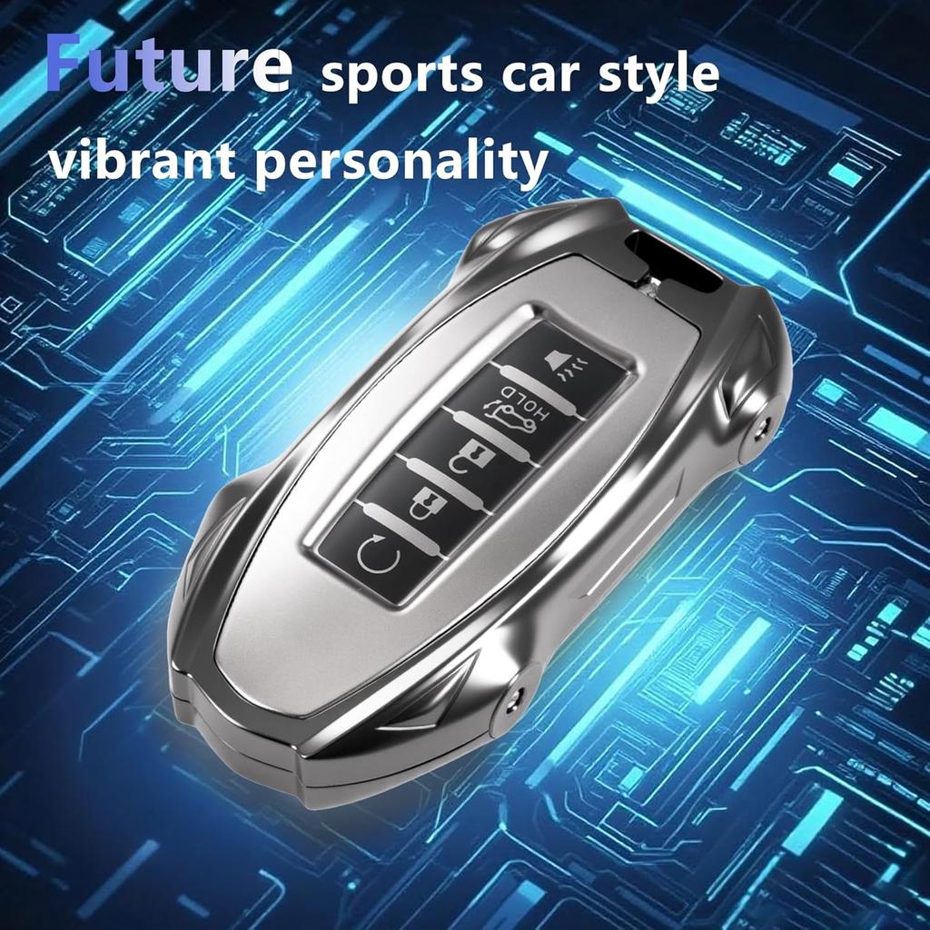 for Nissan Heavy Key Fob Cover with Keychain Zinc Alloy Metal Key Fob Case Compatible with Altima Armada Maxima Murano Sentra Rogue Pathfinder (Round