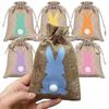 6pcs 10x15cm Easter Burlap Candy Bags Bunny Pattern Jute Linen Treat Gift Bags for Easter Party Kids Cookies Snack Pack Bags