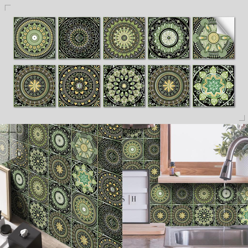 Nordic Tile Art Wall Sticker Kitchen Bathroom Waterproof And Oil-Proof Wallpaper Self-Adhesive Crystal Film Tile Sticker