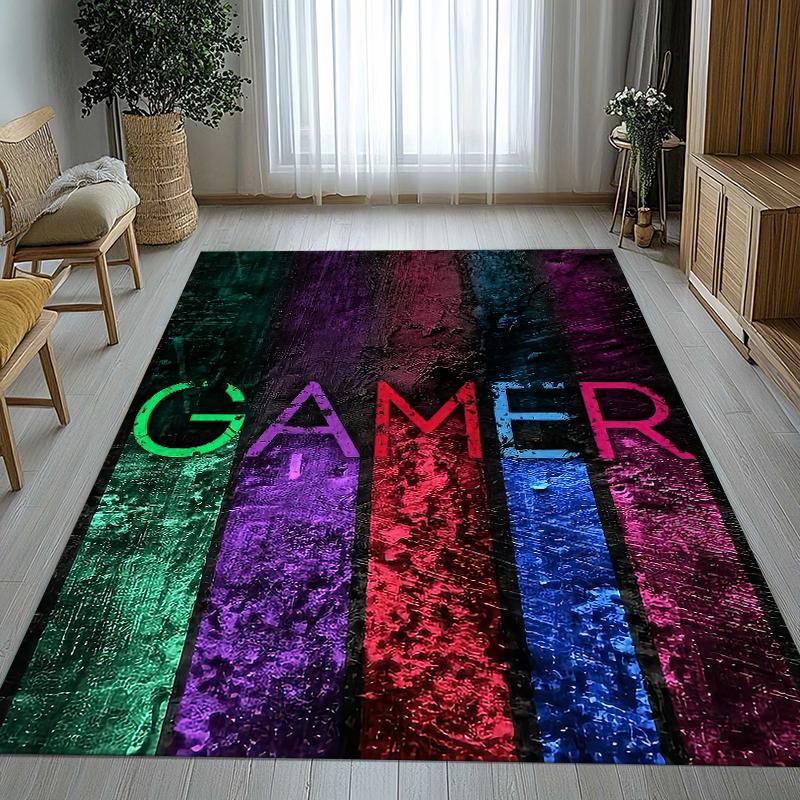 Cartoon Game Gamer Zone Controller Logo Living Room Non-Slip Area Rug Soft Carpet for Bedroom Playroom Sofa,Home Decor Doormat