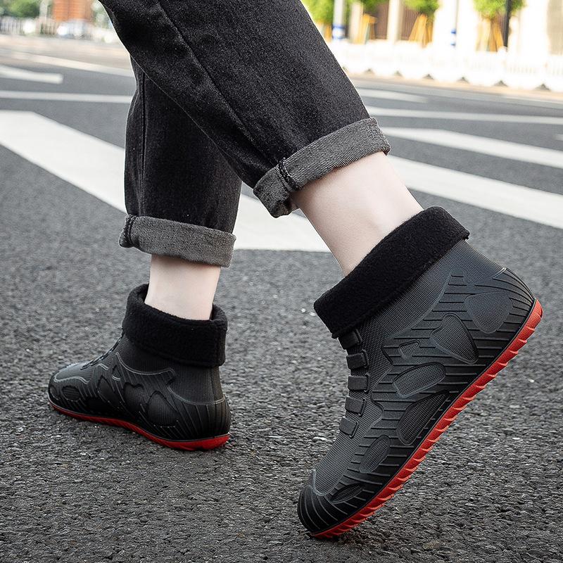 New Men's Rain Shoes Waterproof Shoes Non-slip Rain Boots Short Tube Fashion Foot Rubber Shoes Wear-resistant
