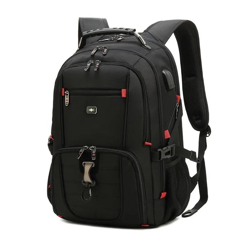 Men's Swiss Backpacks Travel Bag Business Anti Theft Backpack Men Mochila USB Charging 19 21 23Inch Laptop Backpack Waterproof