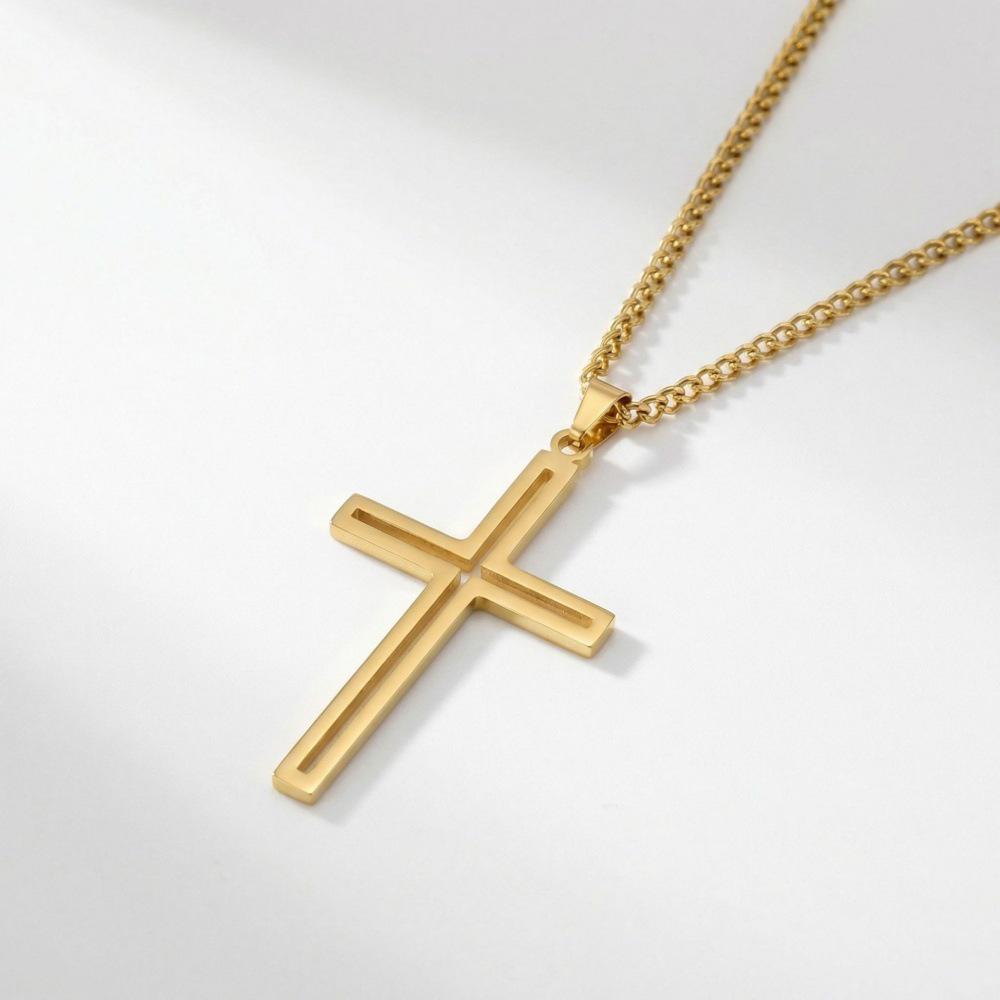 Minimalistisches Edelstahl-Kreuz-Halskette - Zeitgenössischer Stil