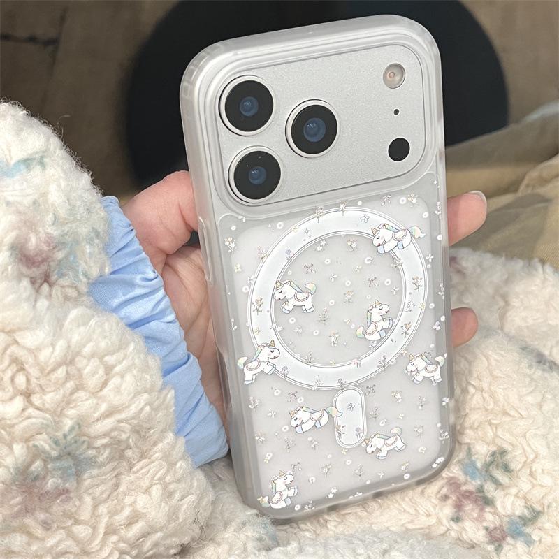 

3D Unicorn Magnetic Phone Stand & Case for iPhone 17/16 Pro Max/15/14 iPhone 15 Pro