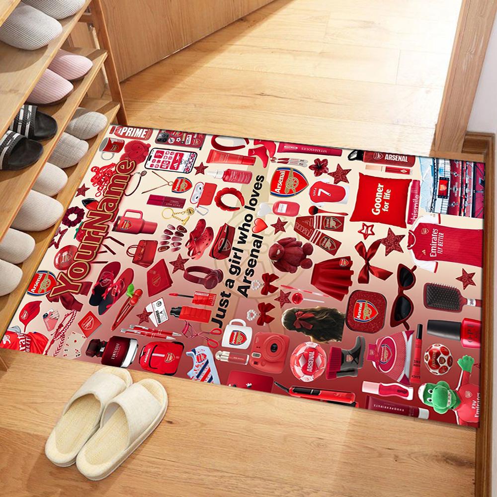 Arsenal Personalized Text Floor Rug Office Rug Perfect for Study room Dormitory Bedrooms Living Rooms Anti-slip Rug Office home decor