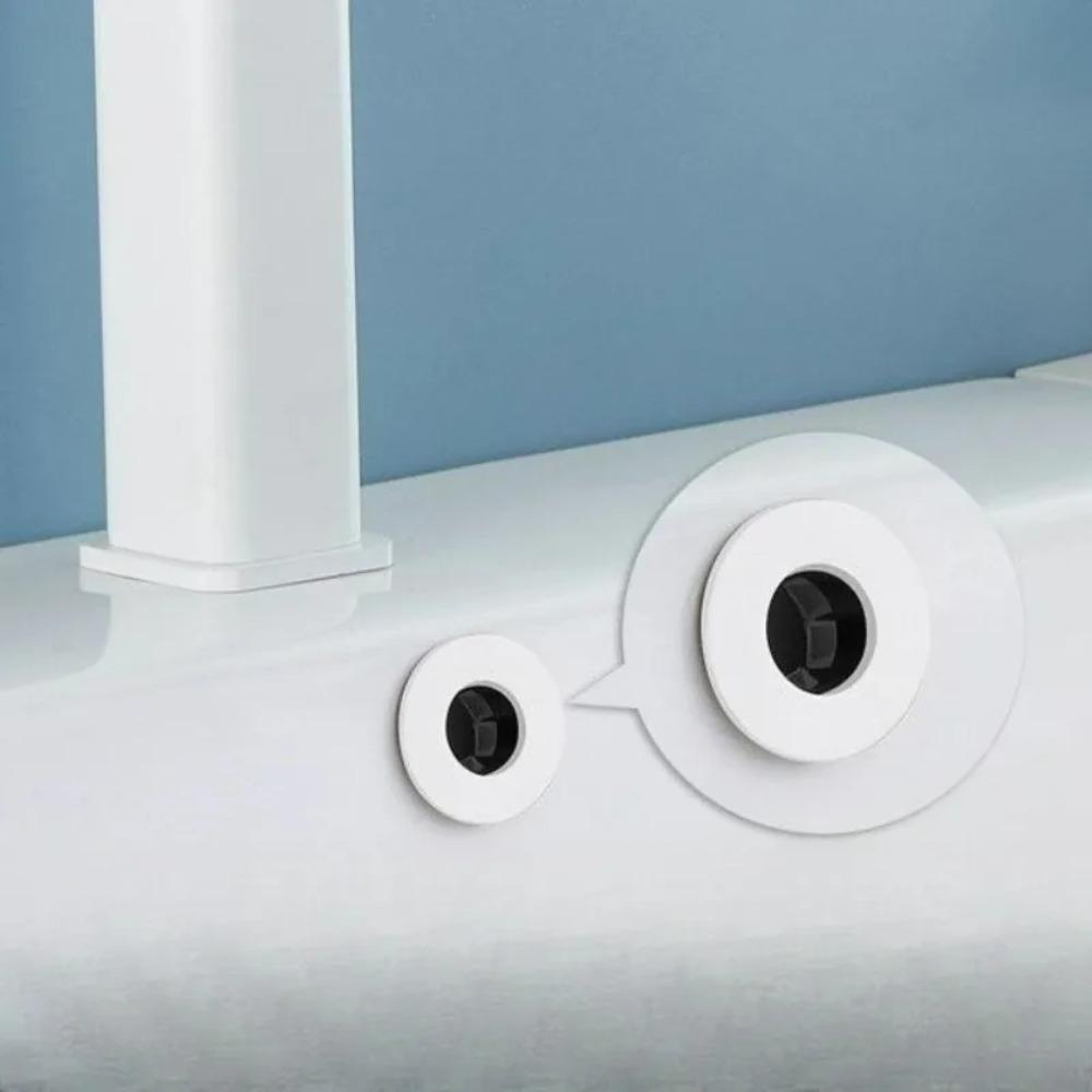 2PCs for Bathtub & Lavabo Drain Gang Cover Bathroom Sink Hole Cover - 22-24mm Electroplated Overflow Ring Plastic Basin Trim Cap