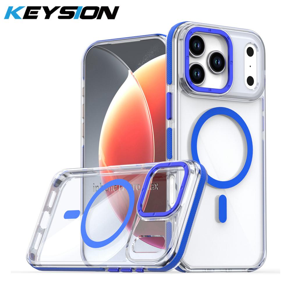 KEYSION HD Transparent Magnetic Case for MagSafe for iPhone 17 Pro Max Wireless Charging Shockproof Phone Cover for iPhone17 Air
