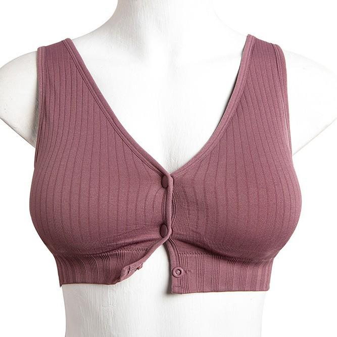 Adjustable Seamless Maternity Nursing Bra with Front Buckle - Plus Size Vest Style