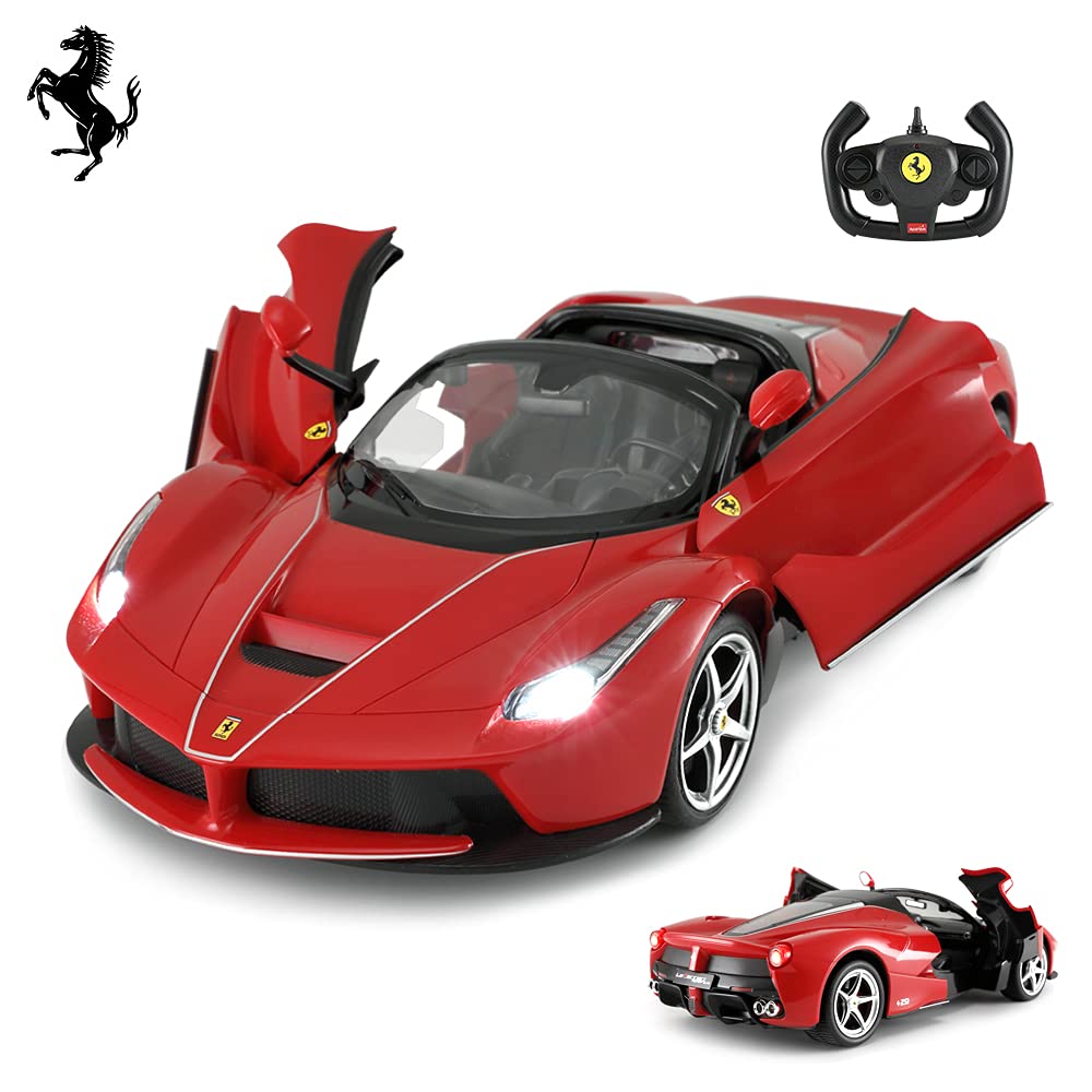 RASTAR Ferrari RC Radio Control Car, Official Model, 1:14 Scale Ferrari LaFerrari Aperta RC Drift Car, Convertible, Openable Doors, Red