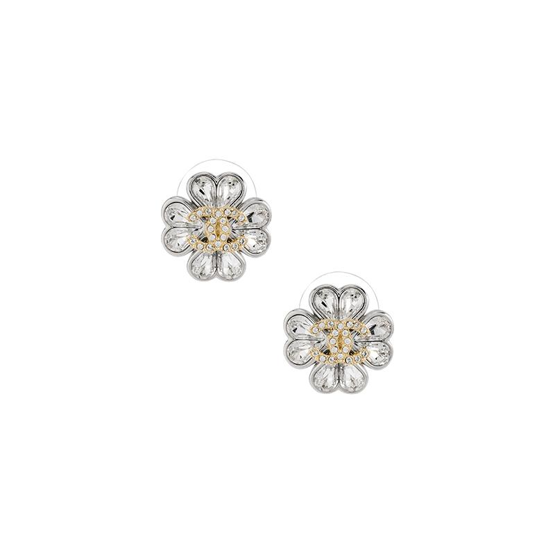 

CHANEL four-leaf clover logo exquisite earrings women s silver срібний