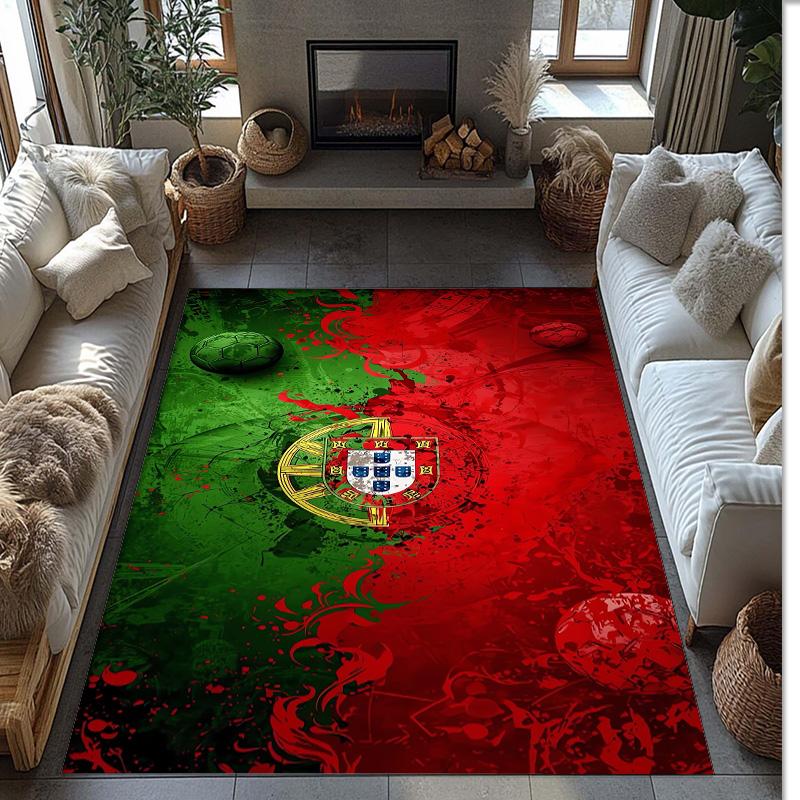 Portugal national football team Printed Flannel Area Rug Non Slip Soft Polyester Floor Carpet Indoor Decor Mat for Bedroom Living Room Sofa