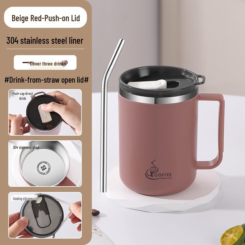 Drop-Proof 304 Stainless Steel Mug with Lid for Home, Office, or Dorm Use