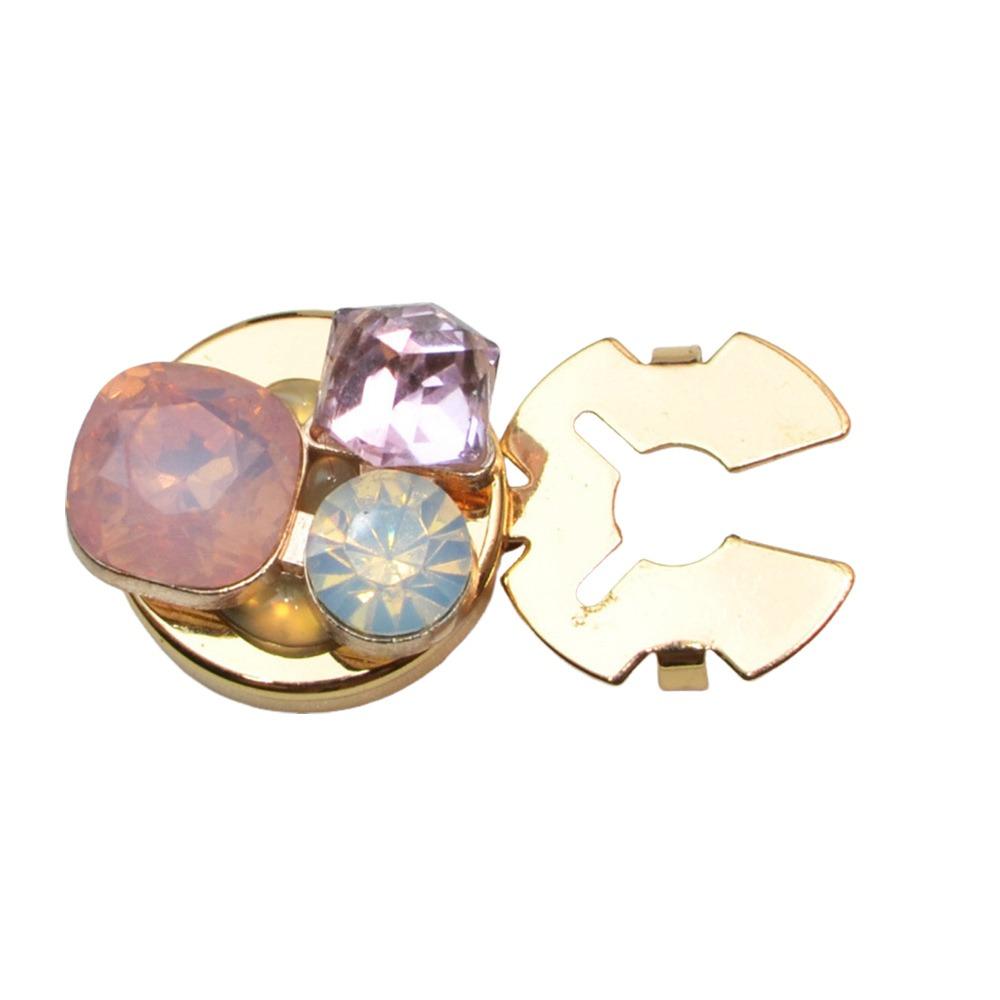 1PC Alloy Pearl Round Shirt Buckle Rhinestone Flower Cufflinksble  for Shirt Dress Decoration