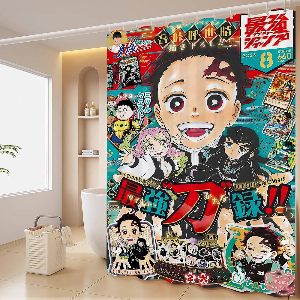 D-Demon Slayer 1pc Shower Curtain Polyester Waterproof Shower Curtain Bathroom Partition Curtain Decoration Accessories