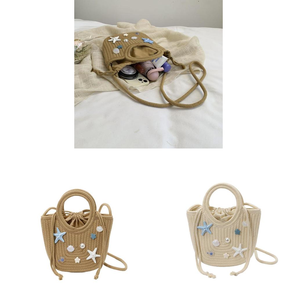 Grass Weave Handbag For Women Small Bucket Style Casual Summer Beach Accessory