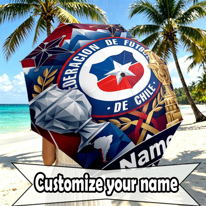 Custom Name Personalized Football Print Umbrella, Auto Open Close, 8‑Rib Sturdy Frame, Commute Camping Hiking Use, Birthday Gift